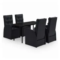 VidaXL 5-tlg. Garten-Essgruppe mit Kissen Schwarz