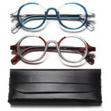 EYEURL Anti Blue Lesebrille 2er-pack Runden Lesebrille Damen und Herren Blaulichtfilter Blaufilter Brille Mischfarbe Lesebrille Anti-blaue Computerbrille mit Federscharnieren