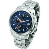 MASERATI Chronograph Maserati Edelstahl Chronograph, (Chronograph), Herrenuhr Edelstahlarmband, rundes Gehäuse, groß (ca. 44mm) blau silberfarben