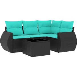 vidaXL Gartensofa-Set 5-tlg. schwarz