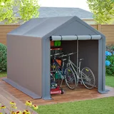 Geräteschuppen Fahrradgarage Wasserfestes PE Geräteschuppen, Outdoor-Zelt 296x190x200cm Garagenzelt, Gartenhaus Lagerzelt Fahrradschuppen Werkzeugzelt Lagergarage, Faltbar Grau