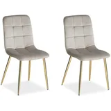 Homestyle4u Polsterstuhl Samt Grau 2er Set
