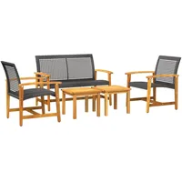 vidaXL 5-tlg Garten-Lounge-Set Schwarz Poly Rattan und Akazienholz