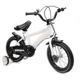 AOOUNGM 14 Zoll Kinderfahrrad Kohlenstoffstahl Kinderfahrräd Outdoor Sportlich Kinderfahrräder Höhenverstellbar Fahrrad Doppelbremsmodus mit Stützräder,ab 3-6 Jahre Kinder,Weiß