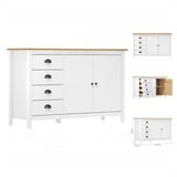 vidaXL Sideboard Hill Weiß 130x40x80 cm Massivholz Kiefer