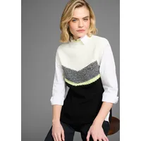 LAURA SCOTT Pullunder in schwarz-weiß-lime | Gr.: 48/50