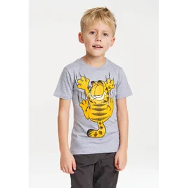 LOGOSHIRT T-Shirt "Garfield", Mädchen, Gr. 128, grau (grau, meliert), 100% Baumwolle, bedruckt, meliert, normal, Rundhals, Shirts T-Shirt, mit witzigem Print