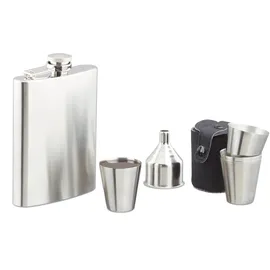 Relaxdays Flachmann Set Edelstahl 7 teilig,