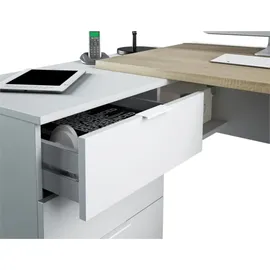 Habitdesign Schreibtisch – weiß 108x145x73h cm - Braun