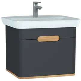 Vitra Sento Set 63 cm, Anthrazit Matt, Dekor, Überlaufloch, Hahnloch mittig