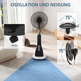 Homcom 125 cm Standventilator Schwarz