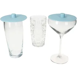2x FLEX Frischhaltedeckel Ø10cm blau wiederverwendbar Silikon Glas Dosen Becher