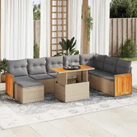 vidaXL Garten-Lounge-Set 9-tlg. beige