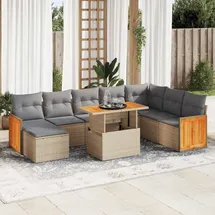 vidaXL Garten-Lounge-Set 9-tlg. beige