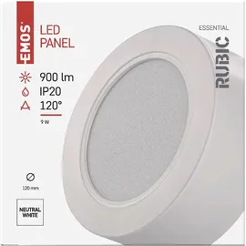 EMOS 2in1 LED Panel 9 W, runde 900 lm Deckenleuchte, Einbauleuchte, Neutralweiß 4000 K, inkl. LED-Treiber, Weiß