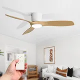 Sofucor Deckenventilator mit Beleuchtung 132cm, Fernbedienung, DC, Timer, 3 Farbtemperatur, 6 Geschwindigkeiten, Sommer Winterbetrieb Leise Deckenventilator mit Licht für Schlafzimmer