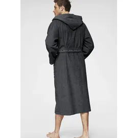 Bruno Banani Herrenbademantel BRUNO BANANI "Danny, Normallänge & Überlänge, auch in extra lang, Hotelbademantel" Gr. XL, grau (anthrazit), L:125cm, Walkfrottee, Hausmäntel, mit Logostreifen, Herren Bademantel aus 100% Baumwolle, S-4XL