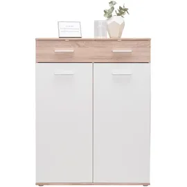 HBZ Manolo 90 x 118 x 35 cm mit 1 Schubkasten, 2 Türen, 6 Einlegeböden, weiß matt / weiß