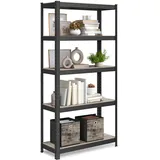 Songmics Lagerregal Holz 30 x 75 x 150 cm schwarz 5 Ablagen verstellbar