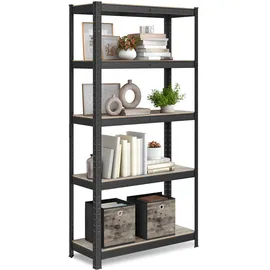 Songmics Lagerregal Holz 30 x 75 x 150 cm schwarz 5 Ablagen verstellbar