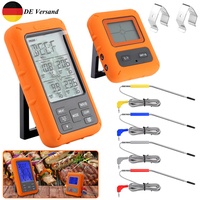 TS-TP40 LCD Digital BBQ Grillthermometer Fleischthermometer Funk 4 Sonden Magnet