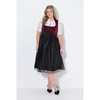 Ulla Popken Dirndl Dirndl Schnürung Spitze Carré-Ausschnitt ärmellos braun|rot 52