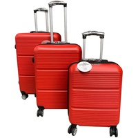 ITO Electronics Koffer-Set 3-teilig Hartschale 4 Räder Zahlenschloss Rot