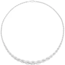 Kette ohne Anhänger VIVANCE "Kordelkette", silber (silber 925), Halsketten, Damen, Silber 925 (Sterlingsilber)