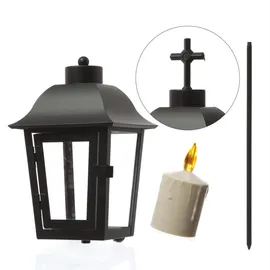 MARELIDA LED Laterne Grablaterne 51 cm schwarz/beige