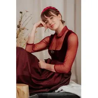 MarJo Dirndl Samt Dirndl 2tlg. - SUSI - rotwein/brombeer/granat rot 38