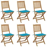 vidaXL Klappbare Gartenstühle 6 Stk. mit Kissen Massivholz Akazie