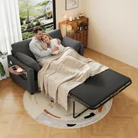 Ausziehbares 2‐sitzer‐schlafsofa Mit Schlaffunktion, Usb‐ladeanschluss, Klappbarem Seitentisch, Matratze, Zwei Bettlaken Und Zwei Kissen, Ideal Für Wohnzimmer Und Apartments, Grey