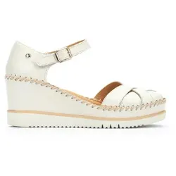 Pikolinos für Damen. W3Z-1840 Leder-Keilsandalen Aguadulce weiß (40), 5 bis 8 cm, Schnalle, Lässig