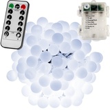 Voltronic LED Party Kugel Lichterkette kaltweiß innen außen, Batterie - Transparent