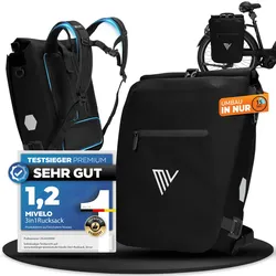 Fahrradtasche & Rucksack kombiniert - In wenigen Sekunden umgewandelt "VERSO" - Schwarz - 3 in 1 Fahrradtaschen,Bestseller,oft gekauft