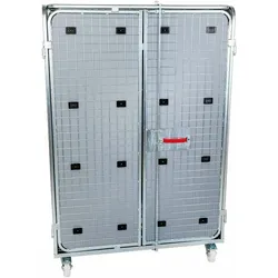 Stahlrollbehälter ADB 1600, 800 x 1200 mm, 5-seitig, 1 ZWB einlegbar, 2 Flügeltüren, RW vernietet, Cr 3, mit Auskleidung