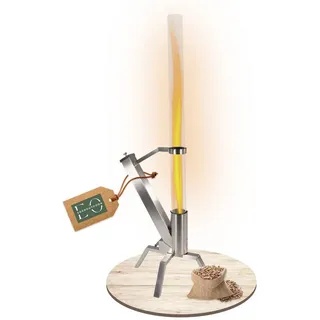 edenoutdoor Pelletfackel Edelstahl, Feuerrohr mit Glasröhre, Feuersäule 90 Min. Brenndauer