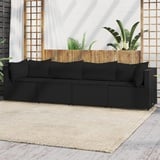 Yolola Poly-Rattan 4-Sitzer Balkonsofa | Balkonmöbel Kleiner Balkon | Gartensofa Set | Rattan Garten-Lounge-Möbel Set perfekt für kleine Balkons Schwarz