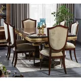 Casa Padrino Luxus Barock Esszimmer Set Dunkelbraun / Gold - 1 Barock Esstisch & 8 Barock Esszimmerstühle - Luxus Esszimmer Möbel im Barockstil - Barock Möbel - Edel & Prunkvoll