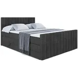 altdecor Boxspringbett Schwarz, Holzwerkstoff, Höhe ca. 20 cm 140x200 cm, Schlafzimmer, Betten, Boxspringbetten