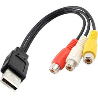 bolwins D43 USB 2.0 auf Cinch AV Audio Video Kabel Adapter Camcorder DVD TV PC 30cm – Schwarz