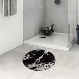 DHAEY Badezimmerteppich rutschfest Rindsleder Schwarz-Weiß-Kuhflecken Waschbar Teppich rund Weich Flauschig Badteppich Weich Kurzflor Mikrofaser Badvorleger 60 cm
