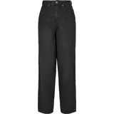 URBAN CLASSICS Ladies High Waist Wide Leg Cropped Denim Pants Black Washed