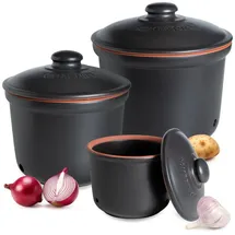 RÖMERTOPF Römertopf Frische-Topf 3er Set, Schwarz, (Set), aus Naturton schwarz