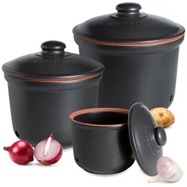 RÖMERTOPF Römertopf Frische-Topf 3er Set, Schwarz, (Set), aus Naturton schwarz