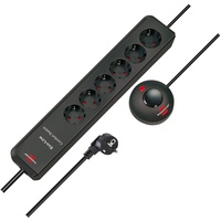 Brennenstuhl Eco-Line Comfort Switch, Steckdosenleiste 6-fach (Steckerleiste mit erhöhtem Berührungsschutz, Fußschalter und 2m Kabel) anthrazit