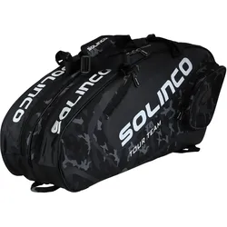 Solinco Racketbag Tour Team Camo (Schlägertasche, 2 Hauptfächer, Thermofach) schwarz 6er