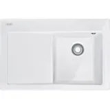 Franke MYTHOS MTK 611-78 Einbauspüle / Keramik / Glacier / Becken Rechts / Druckknopf / 45 cm