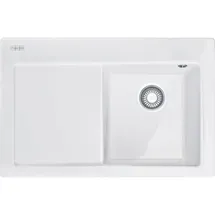 Franke MYTHOS MTK 611-78 Einbauspüle / Keramik / Glacier / Becken Rechts / Druckknopf / 45 cm