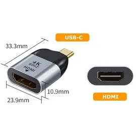 bolwins USB-C auf HDMI Adapter Kabel 4K 3D 0 cm Grau/Schwarz